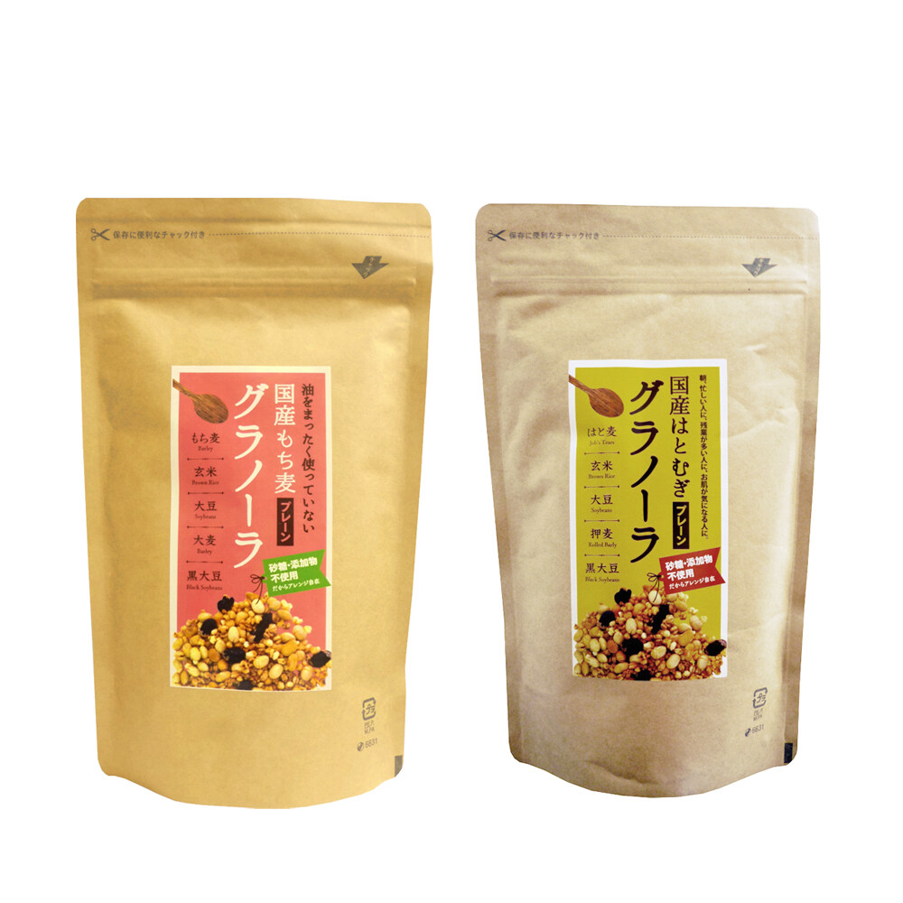 国産グラノーラセット（もち麦+はとむぎ）各250ｇ