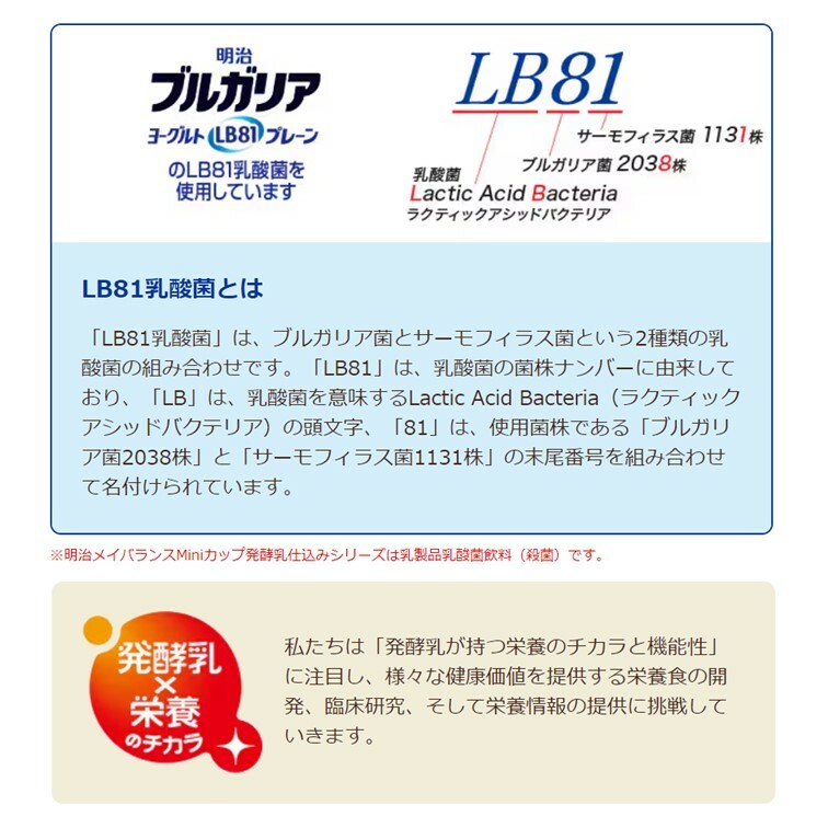 明治ブルガリアヨーグルトLB81プレーンのLB81乳酸菌を使用